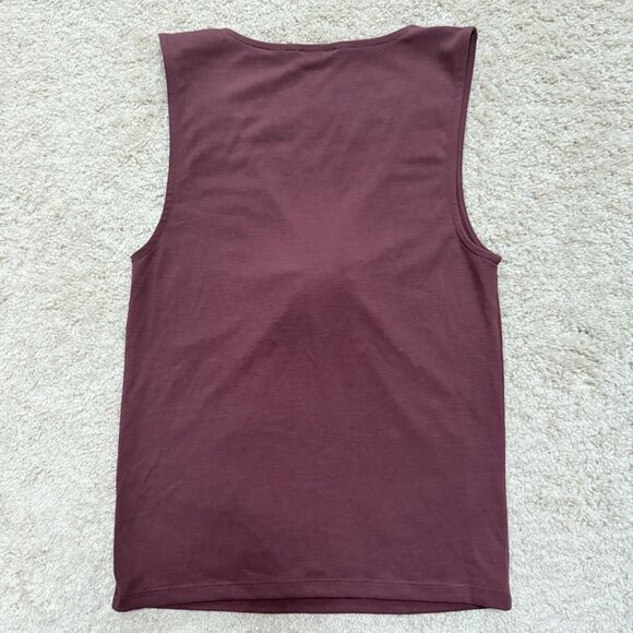 SOLD Aritzia Wilfred GoodLux Bloom Top Plum Purple Rose Rosette Slim Fit Tank S - Picture 7 of 13
